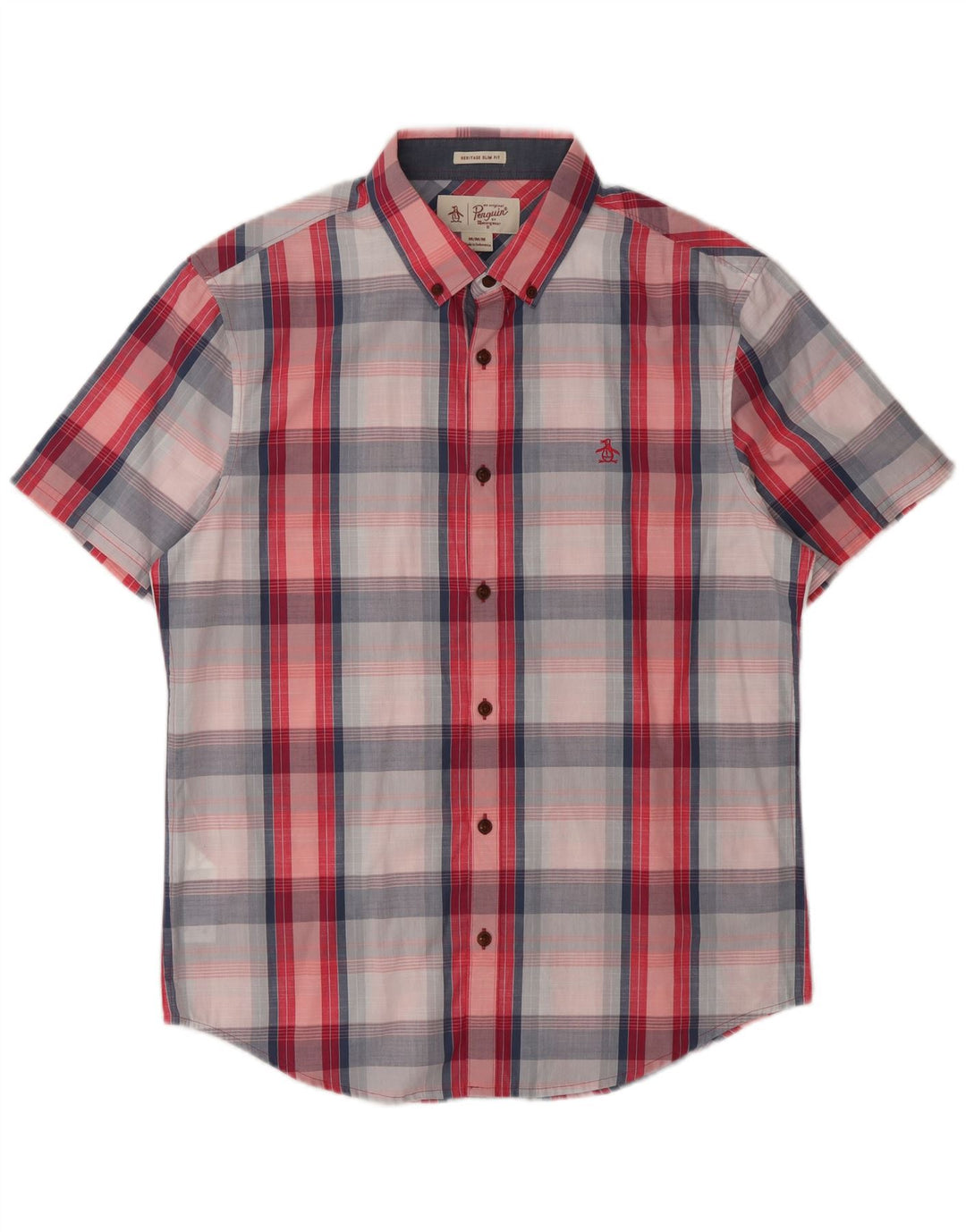 Camisa de manga corta Heritage de Penguin para hombre, cuadros medianos multicolores