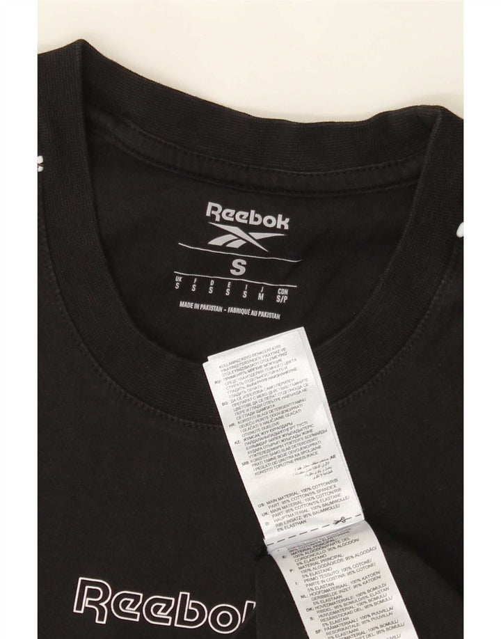 Reebok - Camiseta para hombre, talla pequeña, algodón negro