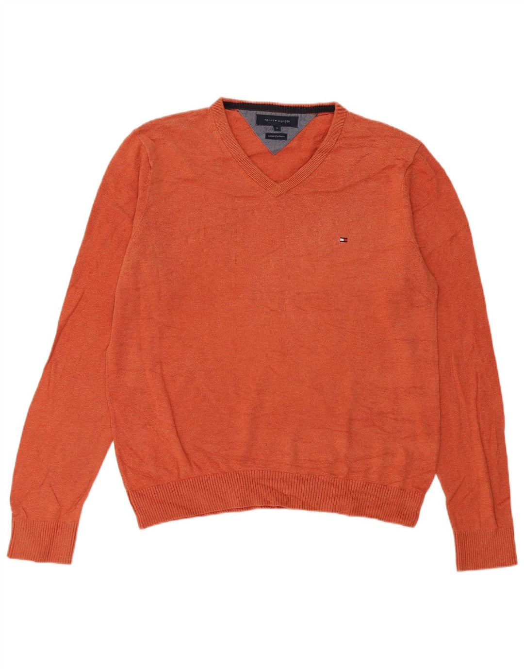 Tommy Hilfiger Jersey con cuello en V para hombre pequeño de algodón naranja