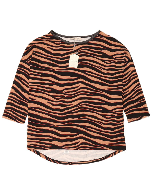 Oasis Top extragrande para mujer con manga 3/4 UK 40 Small Marrón Estampado animal