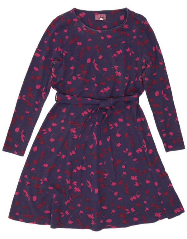 Joules Vestido acampanado de manga larga para mujer UK 46 Grande Viscosa floral azul marino