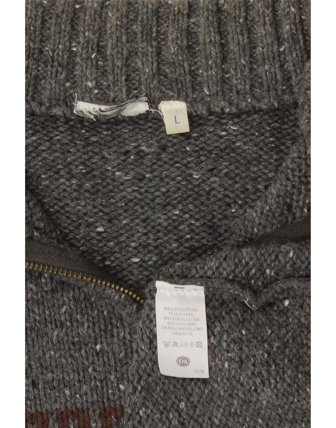 C&A Suéter tipo jersey con cuello y cremallera para hombre Acrílico gris Fair Isle grande