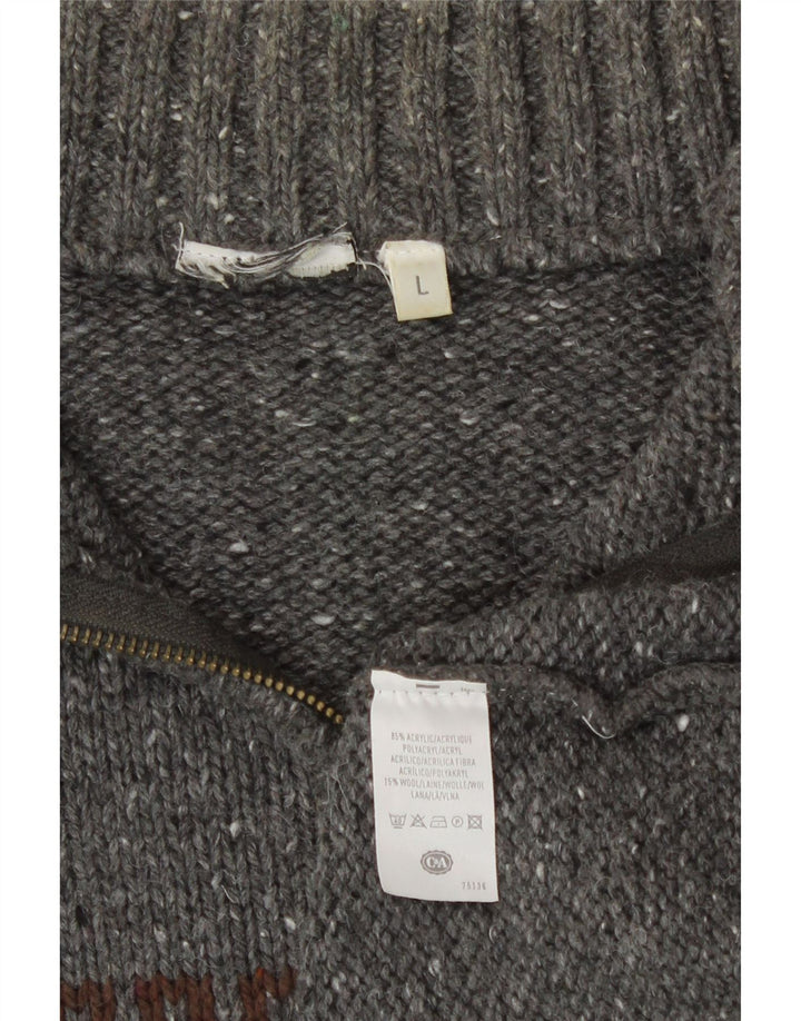 C&A Suéter tipo jersey con cuello y cremallera para hombre Acrílico gris Fair Isle grande