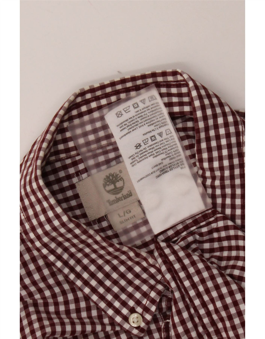 Timberland Camisa Slim Fit para Hombre Algodón a Cuadros Granate Grande