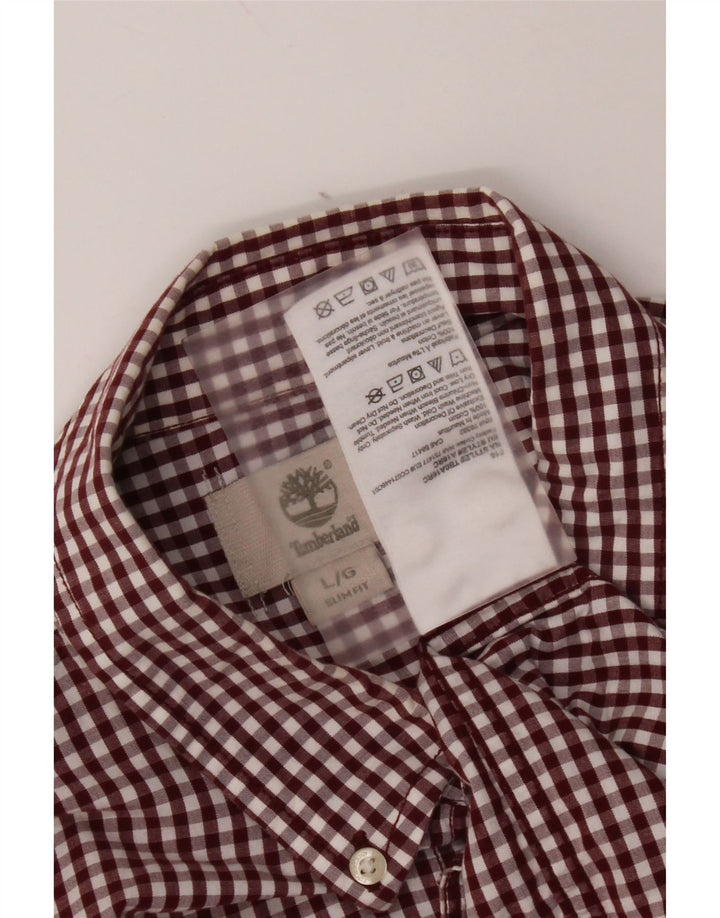 Timberland Camisa Slim Fit para Hombre Algodón a Cuadros Granate Grande