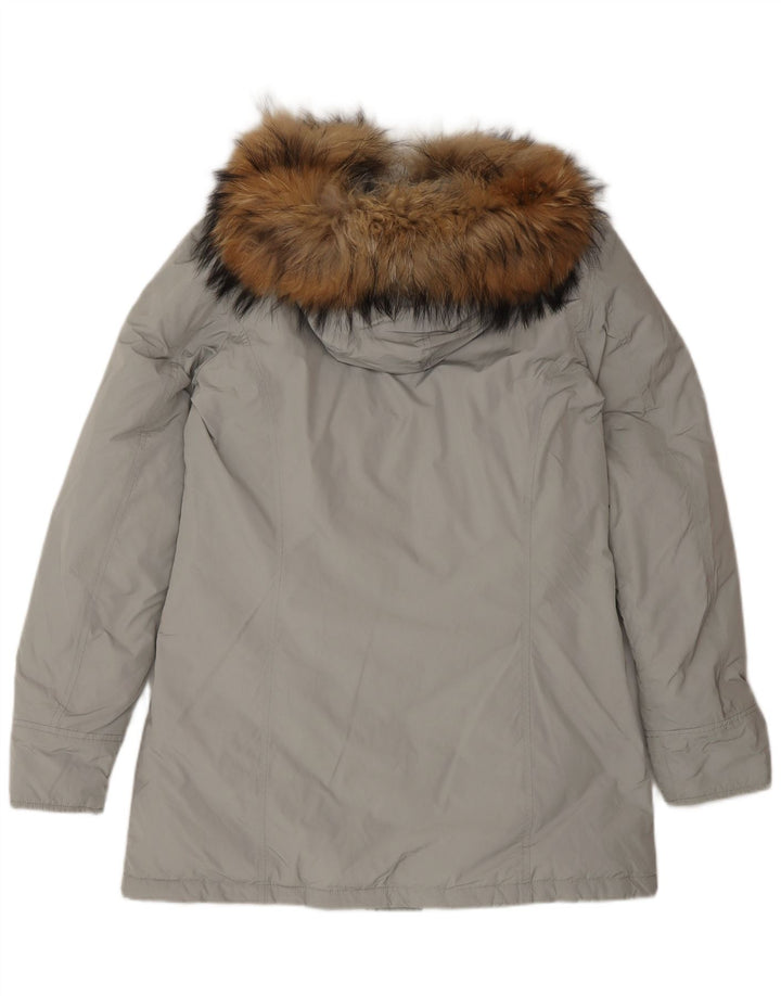 Woolrich Parka con capucha para mujer UK 46 Grande Gris Poliéster Invierno