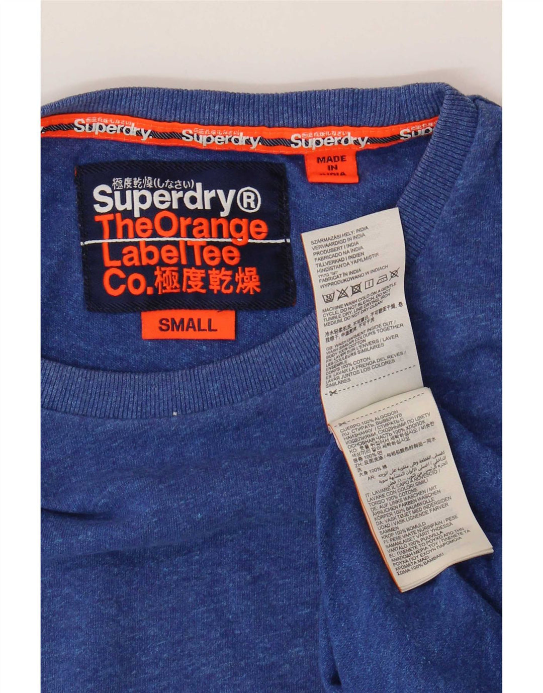 Superdry Camiseta para hombre Top Small de algodón moteado en azul
