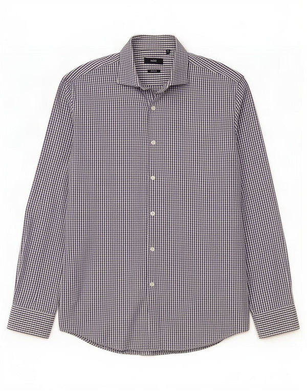 Hugo Boss Camisa Slim Fit para hombre Talla 41 16 Grande Algodón a cuadros azul marino
