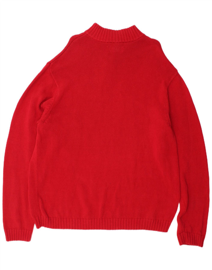 Chaps Suéter tipo jersey con cuello y cremallera para hombre 2XL Algodón rojo