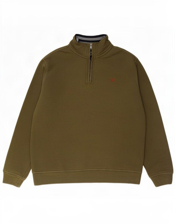 Crew Clothing - Sudadera con cuello y cremallera para hombre, talla grande, algodón caqui