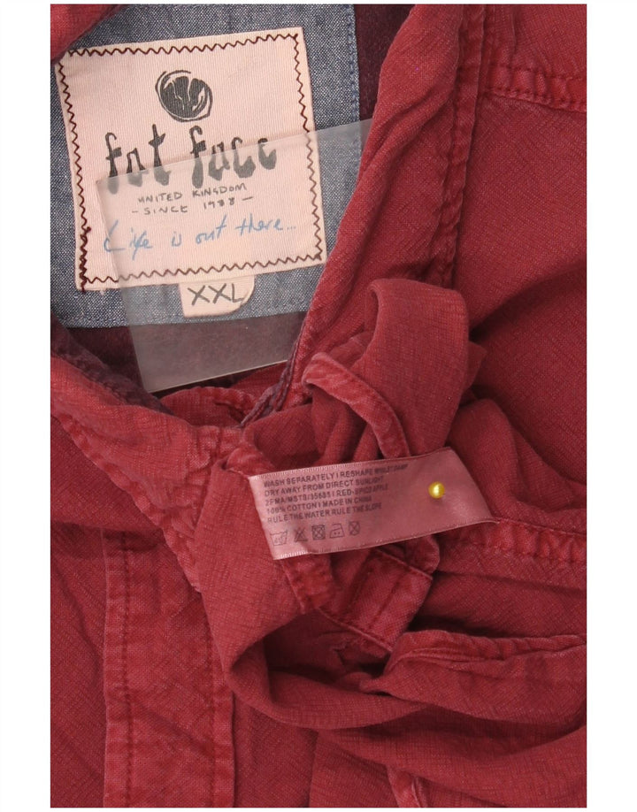 Camisa de hombre Fat Face 2XL Algodón burdeos