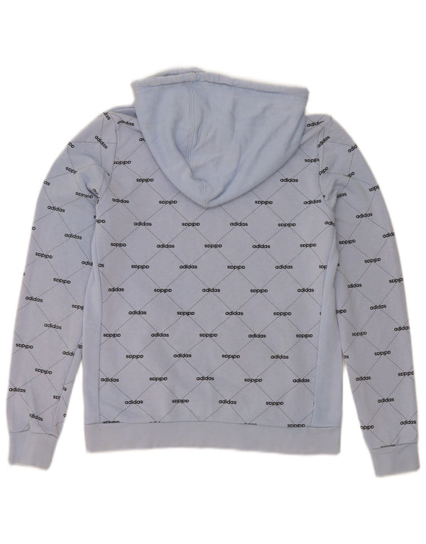 Adidas - Sudadera con capucha para mujer, diseño gráfico, Reino Unido 10, algodón azul pequeño