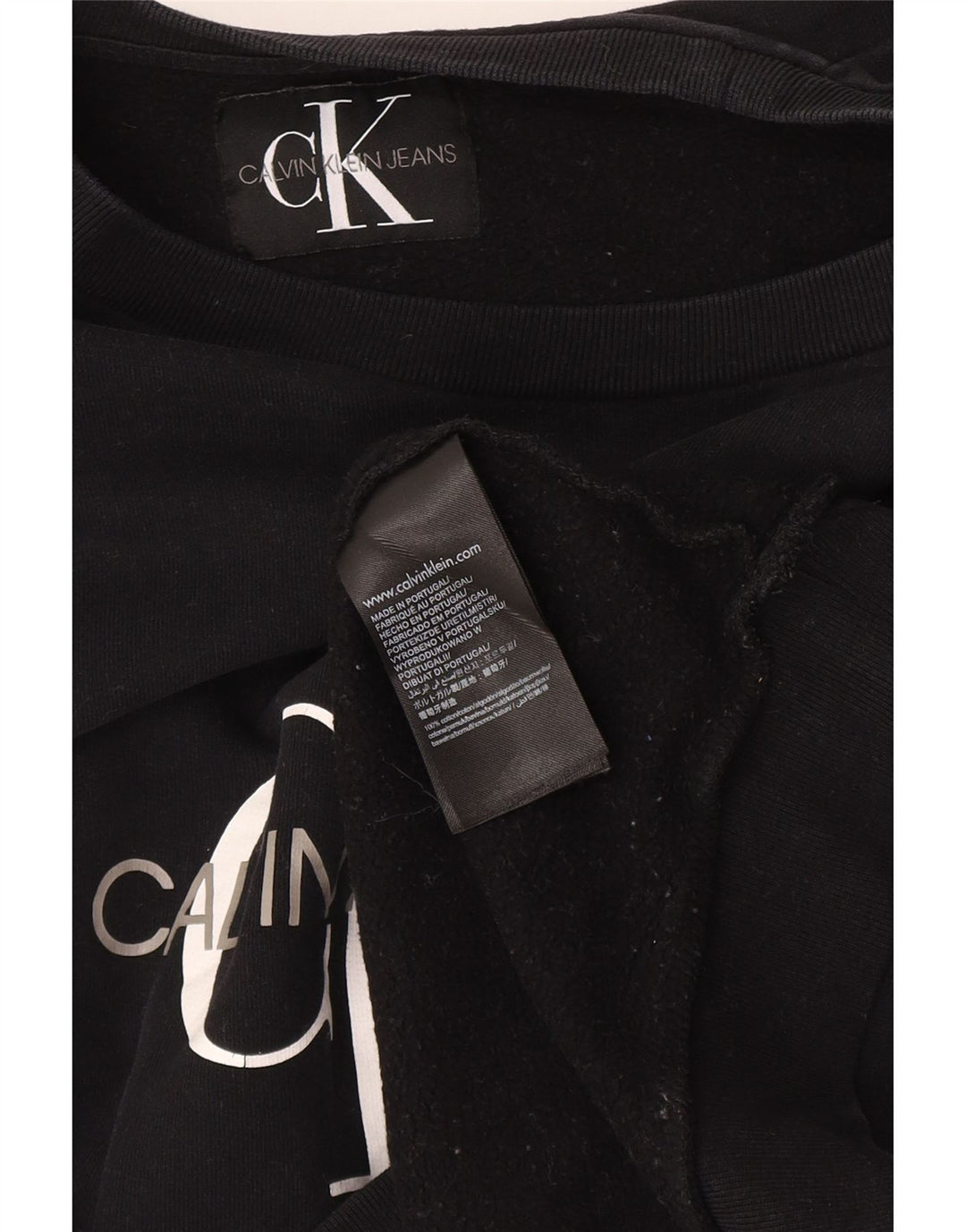 Calvin Klein Jeans Sudadera gráfica para mujer Jumper UK 12 Mediano Negro