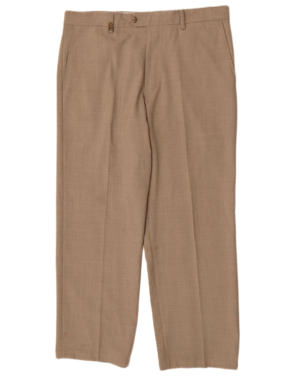 Pantalón De Traje Recto Farah Hombre W36 L29 Poliéster Beige