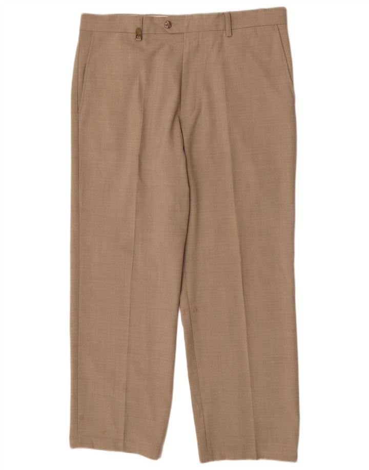 Pantalón De Traje Recto Farah Hombre W36 L29 Poliéster Beige