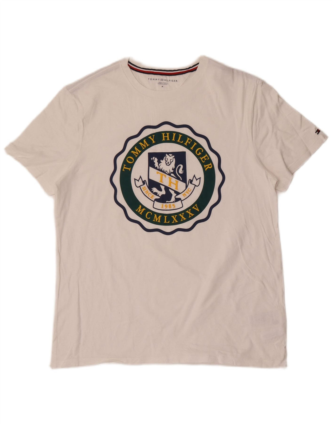 Tommy Hilfiger Camiseta gráfica para hombre Top Medium White Cotton