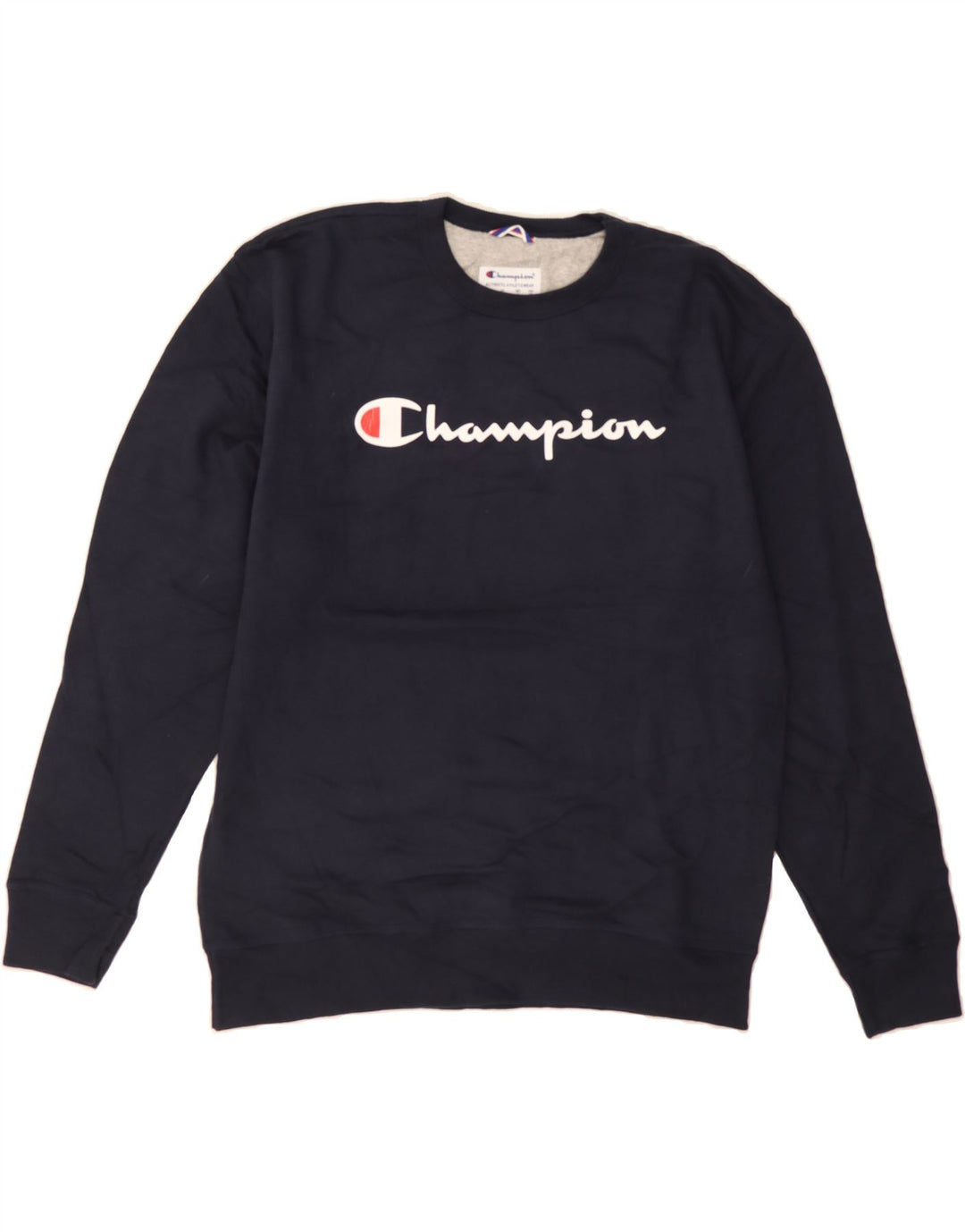 CHAMPION Mens Graphic Sweatshirt Jumper Large Navy Blue Cotton Vintage Champion and Second-Hand Champion from Messina Hembry 