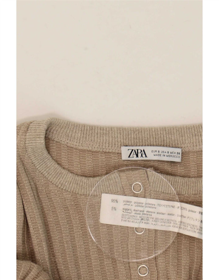 Zara Body Manga Larga Mujer UK 40 Pequeño Poliéster Gris