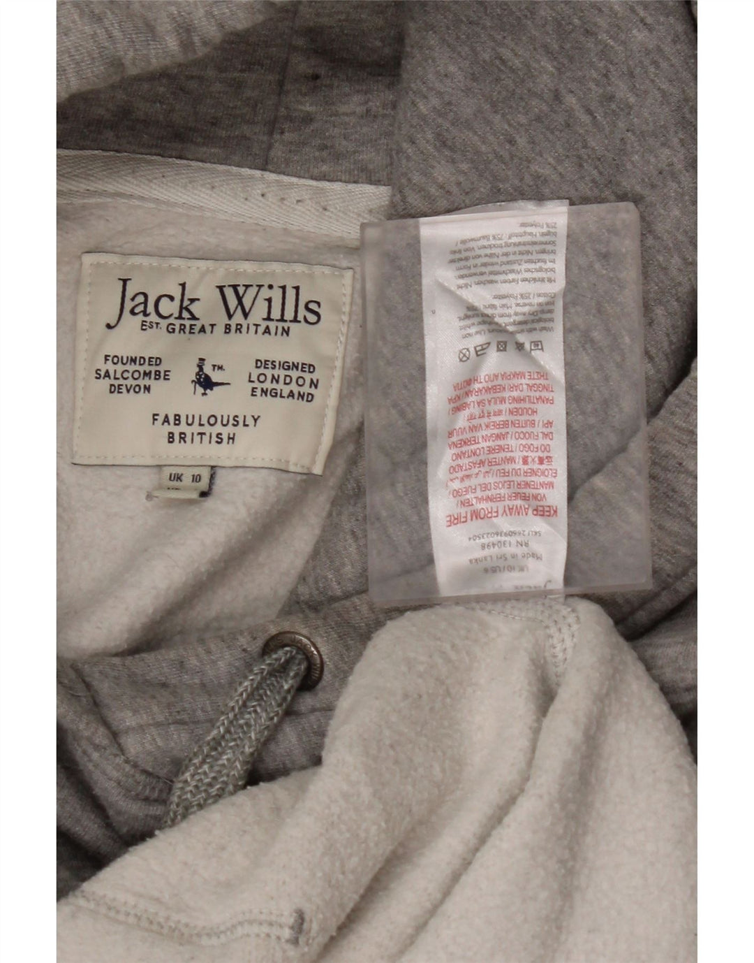 JACK WILLS Jersey con capucha extragrande para mujer UK 10 Small Grey Cotton