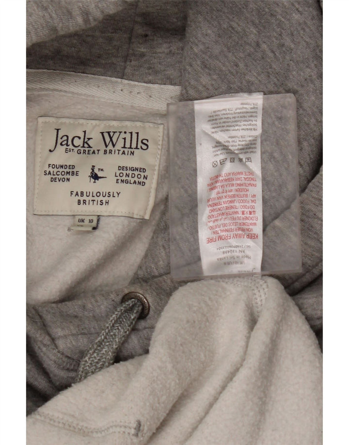 JACK WILLS Jersey con capucha extragrande para mujer UK 10 Small Grey Cotton