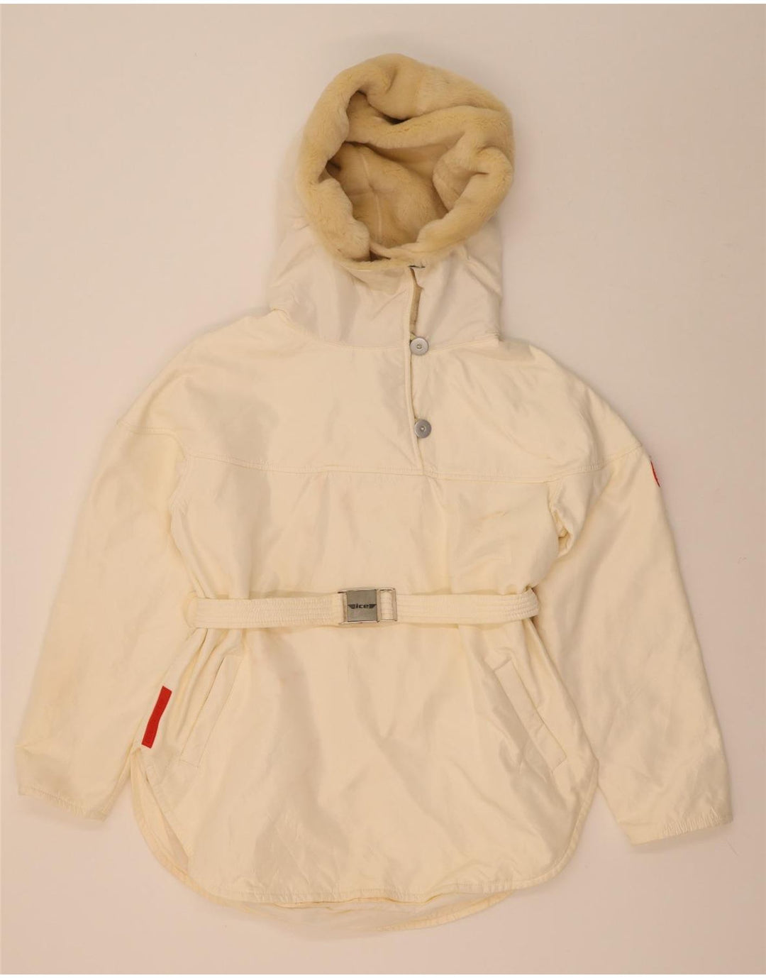 Ice - Chaqueta anorak con capucha para mujer, talla 40, talla grande, poliamida blanca