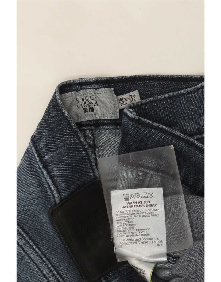 Marks & Spencer Vaqueros ajustados para hombre W36 L31 Algodón azul