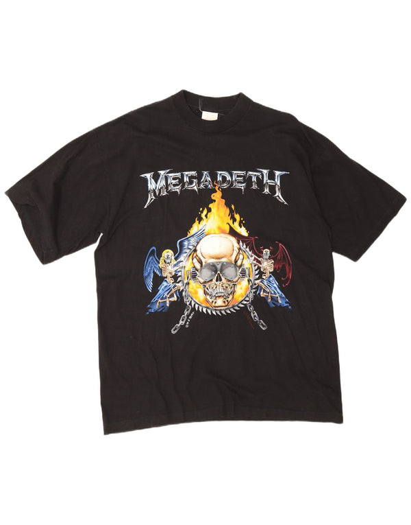 Vintage hombres Megadeth 1994 camiseta gráfica Top XL algodón negro metal