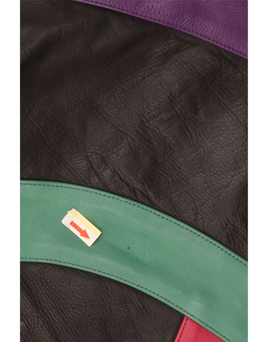 ROLEFF Chaqueta corta para mujer UK 40 Grande Negro Colorblock Cuero Moto