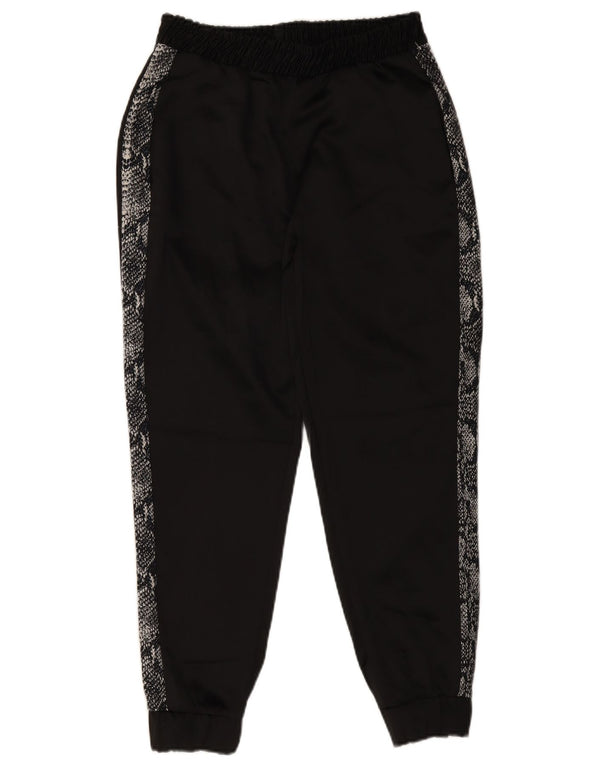 Zara Mujer Pantalones De Chándal Joggers UK 10 Small Black Animal Print