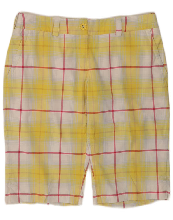 Nike Pantalones cortos chinos de golf Dri Fit para mujer UK 12 Medium W32 Yellow Plaid