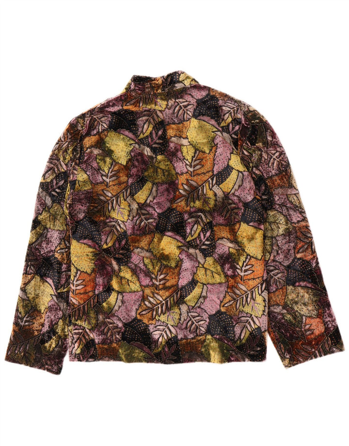 Vintage mujer 3 botones Blazer chaqueta Reino Unido 14 medio multicolor floral