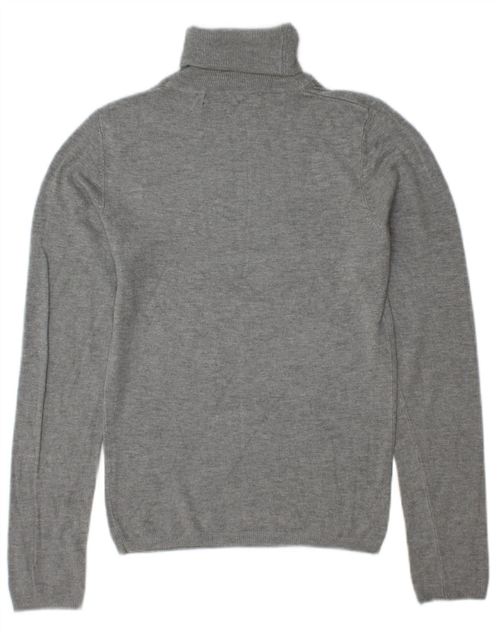 Zara Mujer Roll Neck Jumper Sweater UK 10 Small Gris Rayón