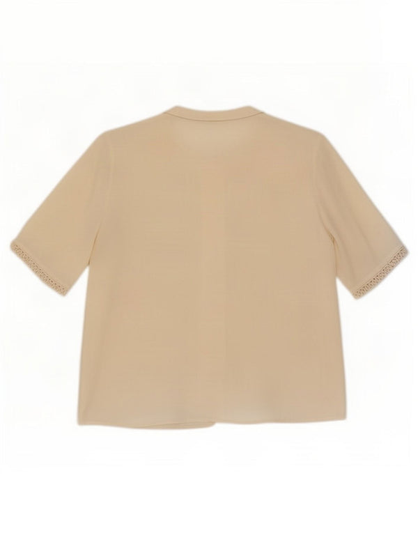 Donna Enrica Blusa de manga corta para mujer UK 46 Large Off White