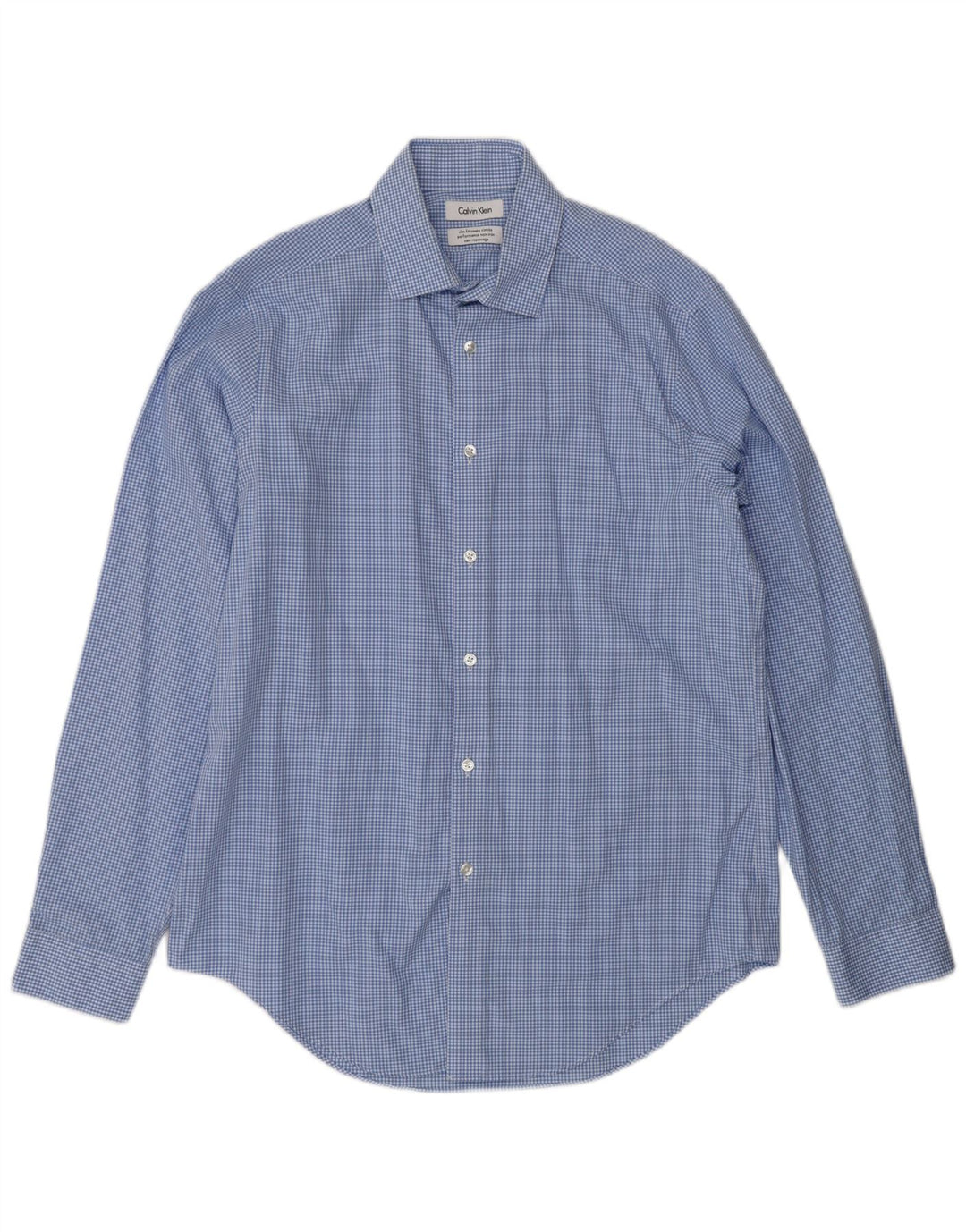 Calvin Klein - Camisa ajustada para hombre, talla 16, cuadros azules grandes