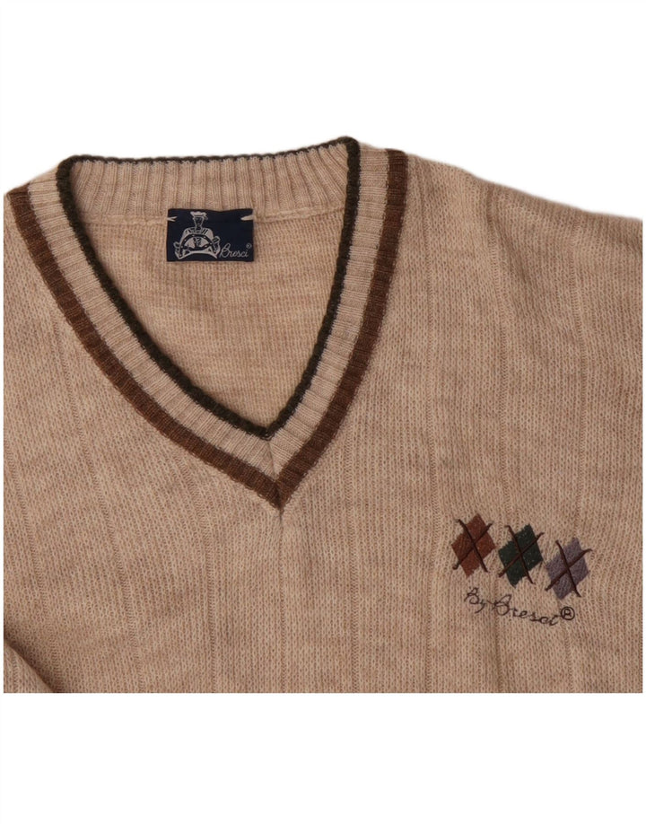 BRESCI Jersey con cuello en V para hombre XL Acrílico beige