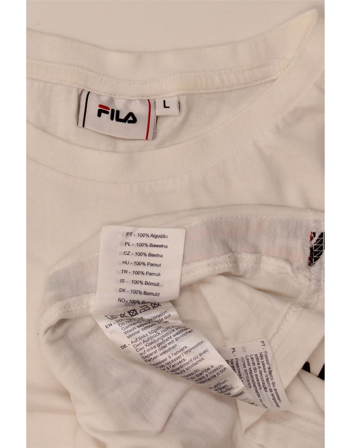 Fila - Camiseta gráfica para hombre, talla grande, algodón blanco