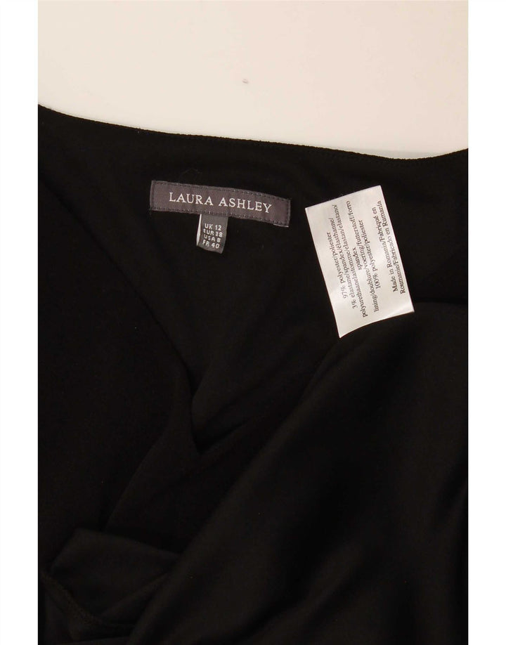 Laura Ashley Vestido acampanado de manga 3/4 para mujer UK 42 Mediano Poliéster negro