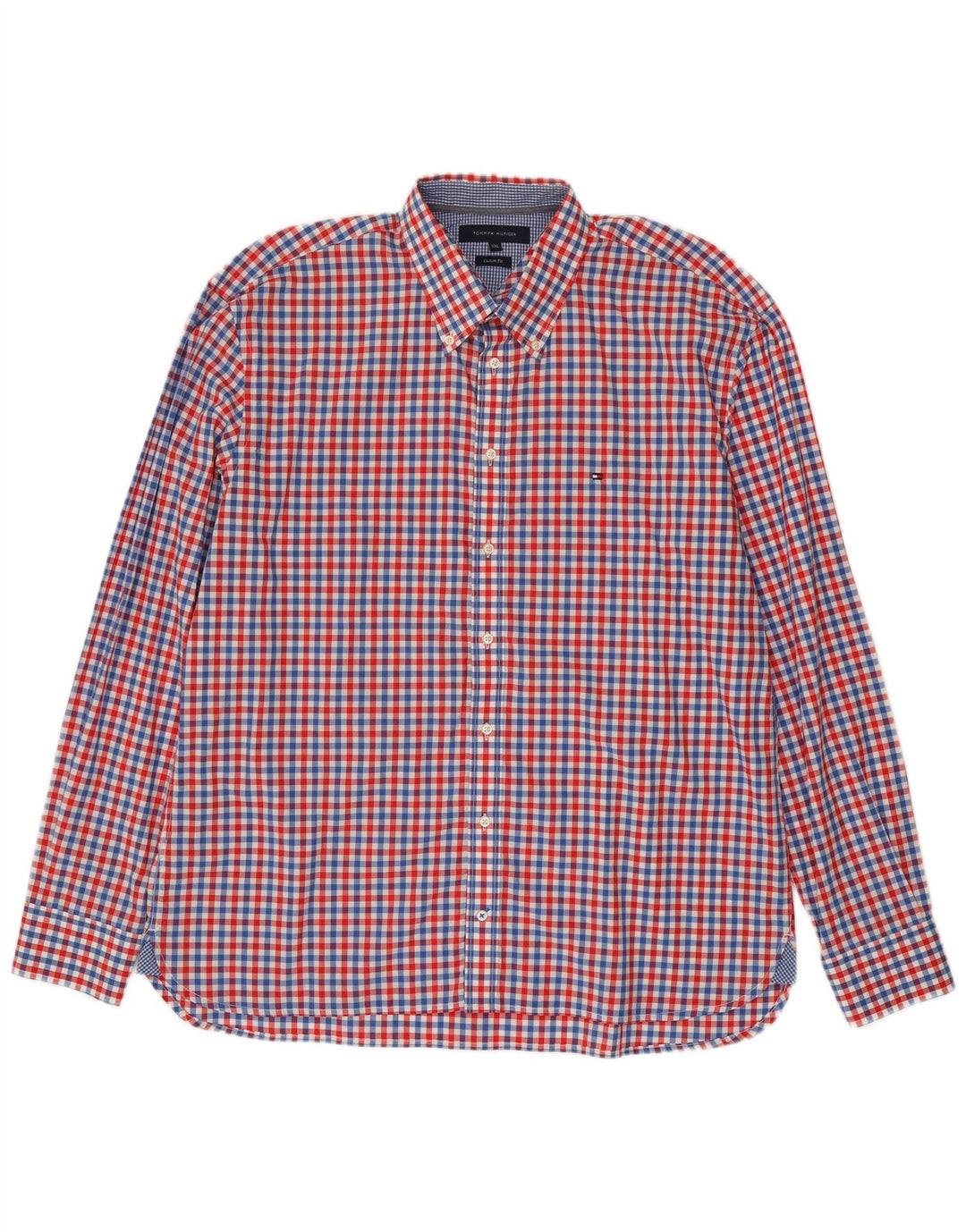 Tommy Hilfiger Camisa de ajuste personalizado para hombre 2XL Algodón a cuadros rojo