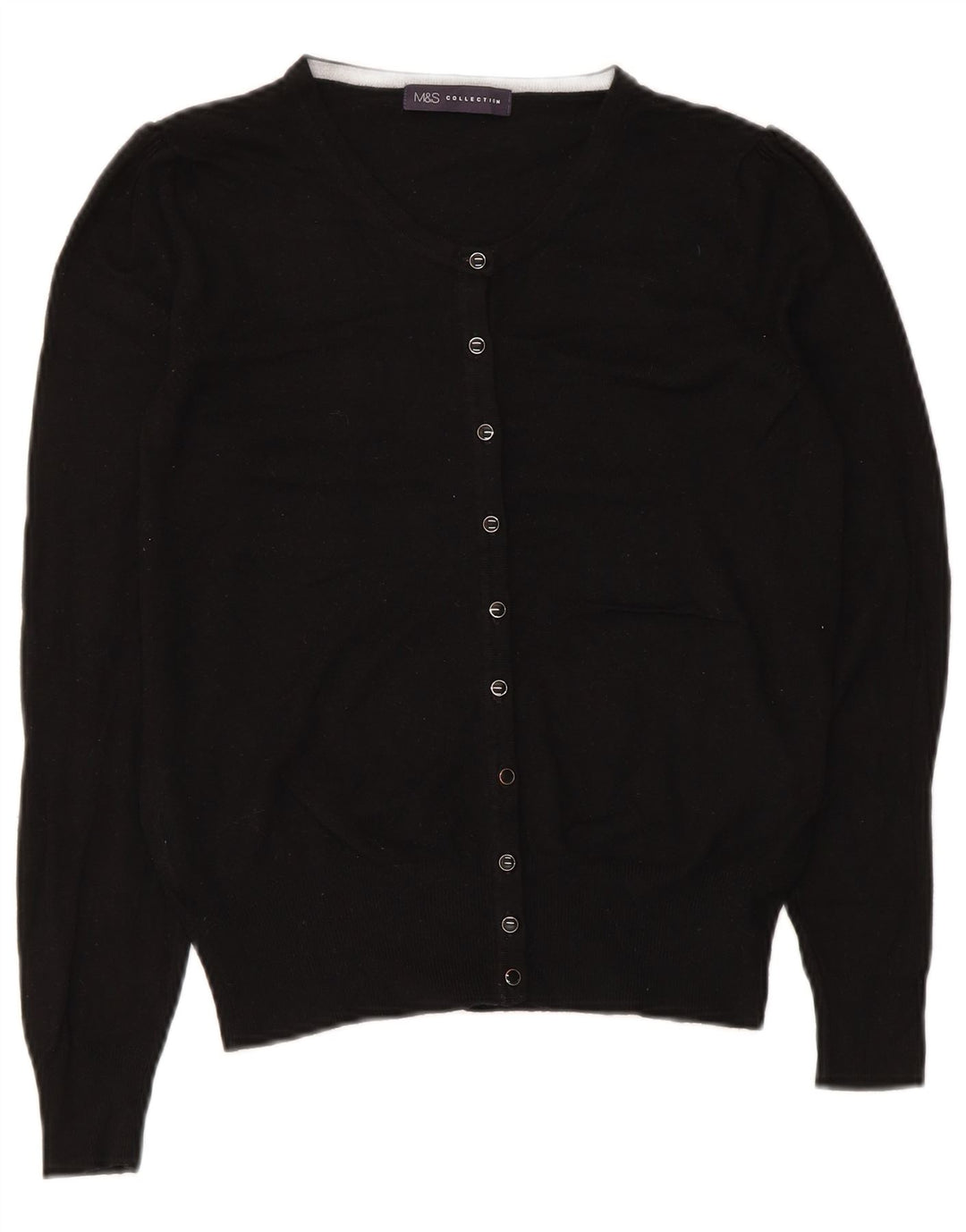 Zara Mujer Cárdigan Suéter UK 8 Small Viscosa Negra