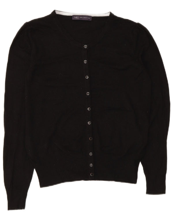 Zara Mujer Cárdigan Suéter UK 8 Small Viscosa Negra