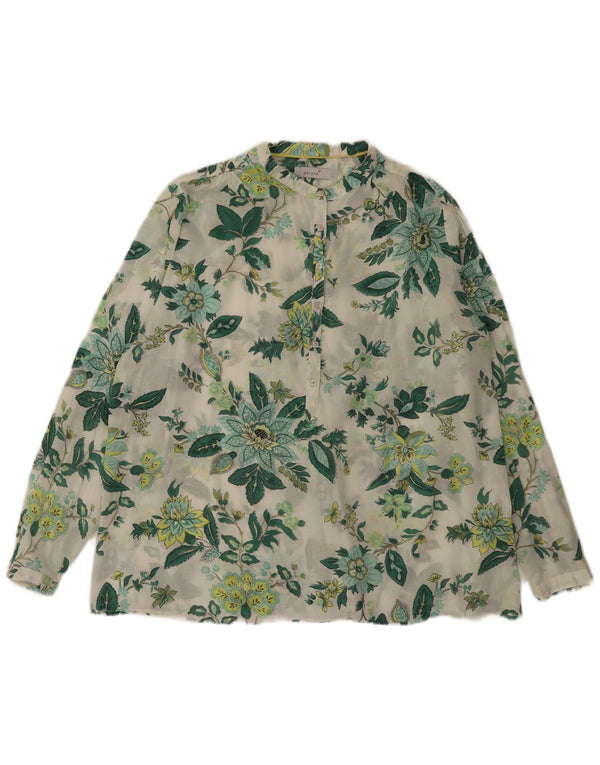 Marks & Spencer Blusa de Manga Larga para Mujer UK 44 Grande Blanco Floral