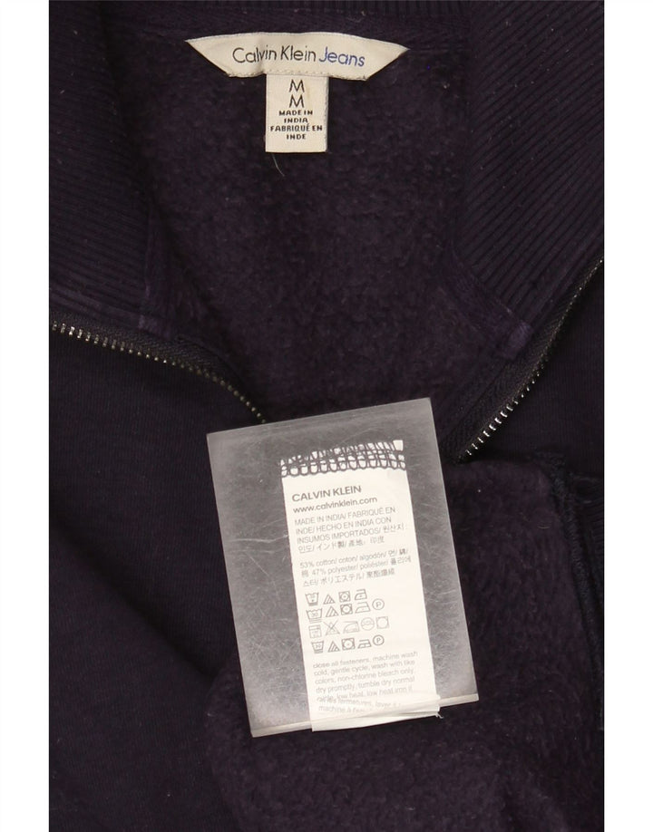 Calvin Klein Jeans Hombre Gráfico Zip Neck Sudadera Jumper Medium Azul Marino