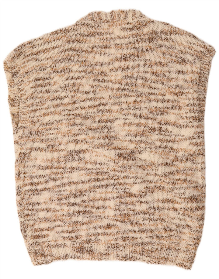 Vintage hombres chaleco tanque top grande beige moteado