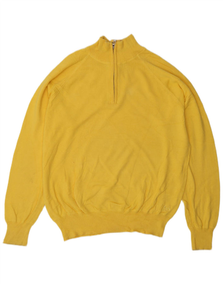 Sergio Tacchini - Jersey para hombre con cuello y cremallera, talla grande, algodón amarillo