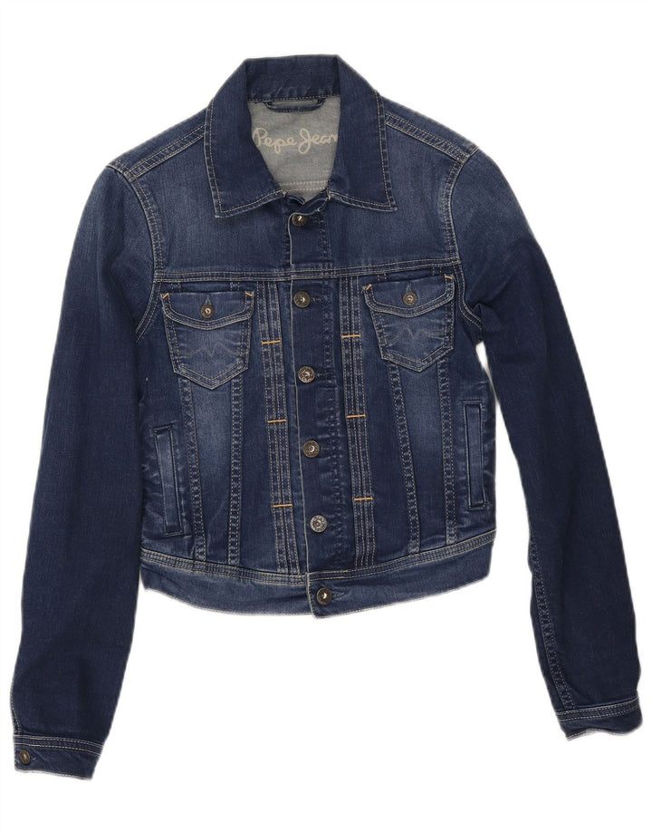 PEPE Jeans Chaqueta vaquera corta para mujer UK 10 Small Blue Cotton