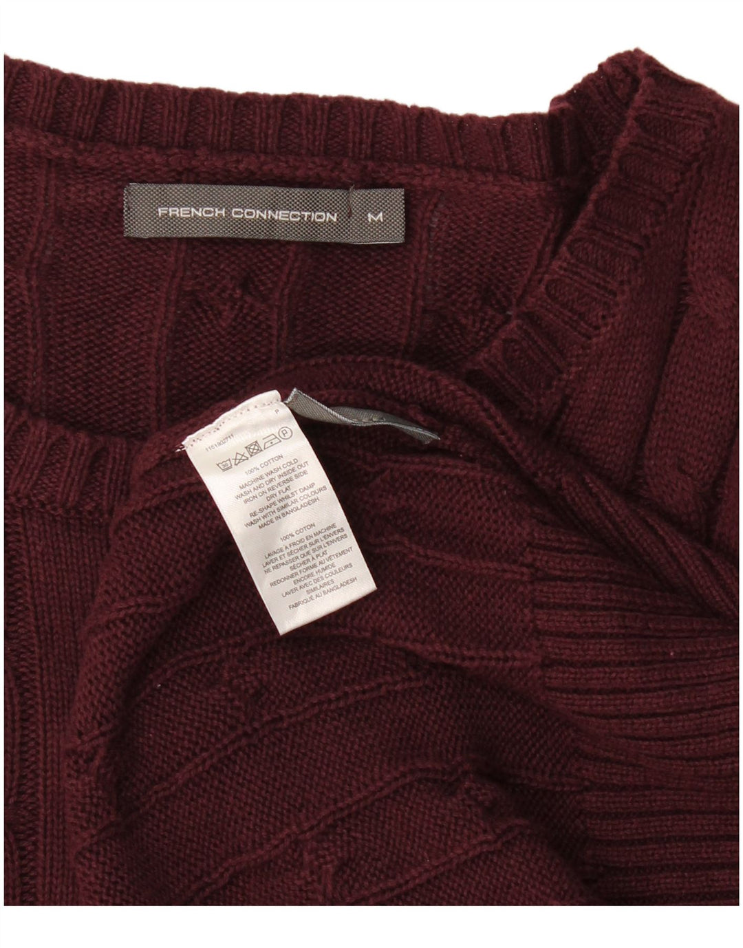 French Connection Jersey De Cuello Redondo Para Hombre De Algodón Burdeos Medio