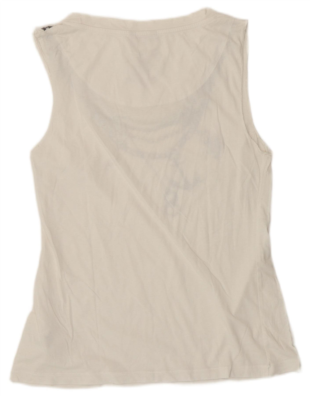 Carrera Mujer Gráfico Chaleco Top UK 10 Pequeño Algodón Blanco