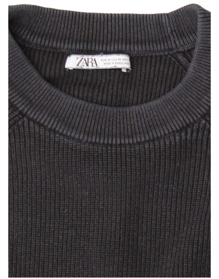 Zara Hombre Jersey Cuello Redondo Jersey Medio Azul Marino Algodón