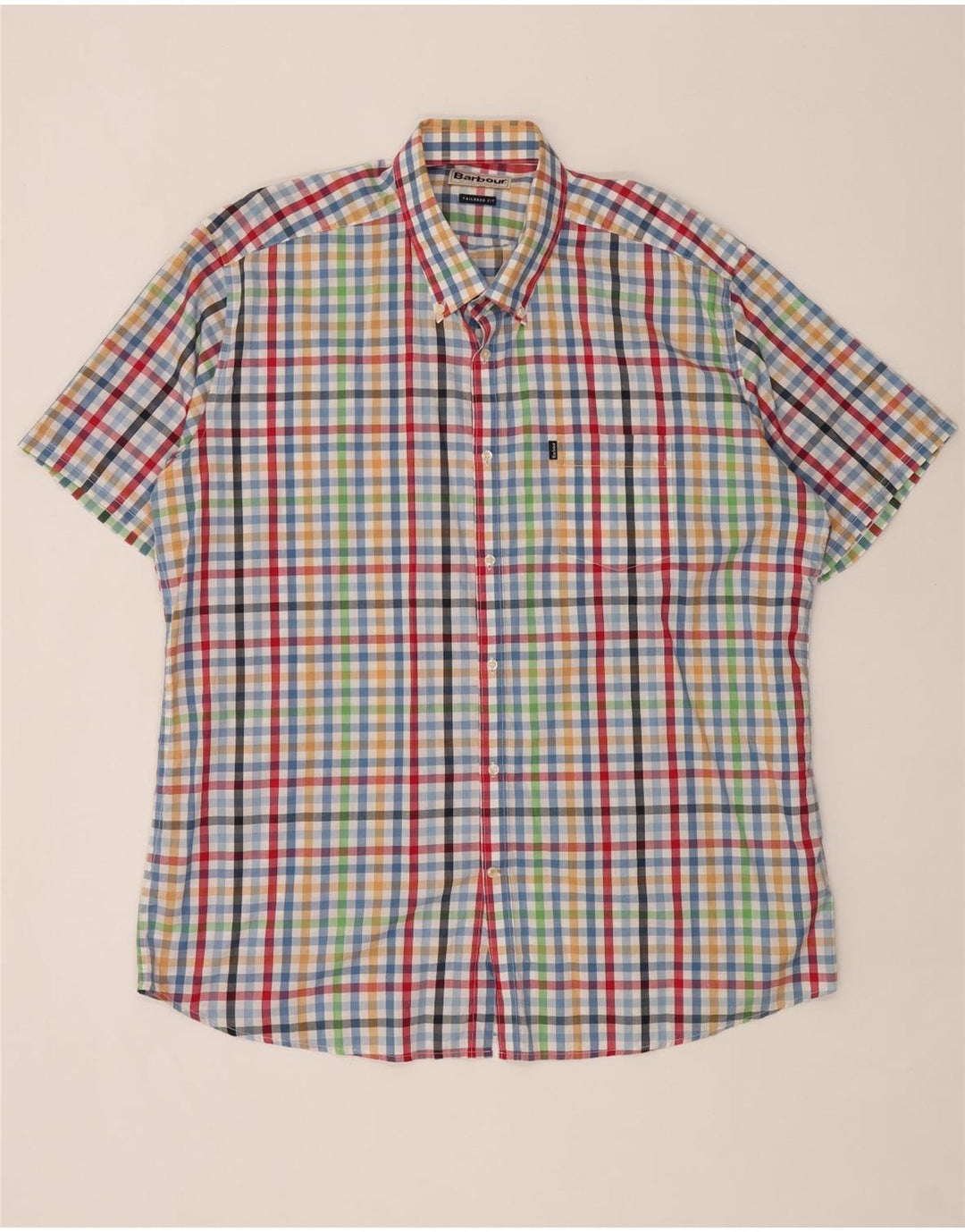 Barbour Camisa de manga corta para hombre, corte entallado, 3XL, cuadros multicolores