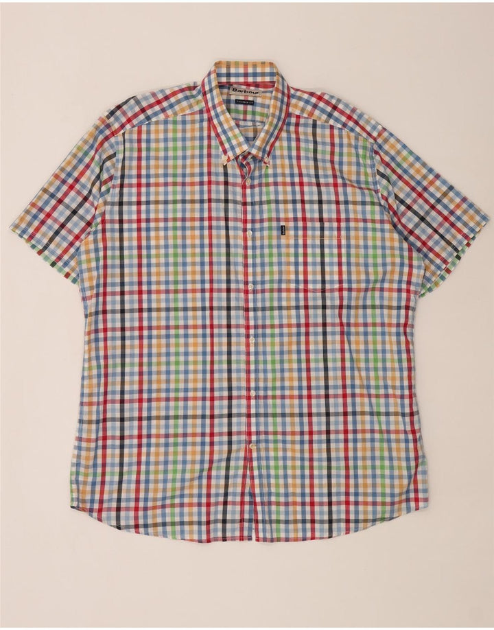 Barbour Camisa de manga corta para hombre, corte entallado, 3XL, cuadros multicolores